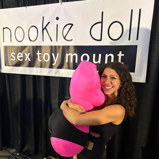 Visitors were invited to get hands-on with the Nookie Doll sex toy mounts