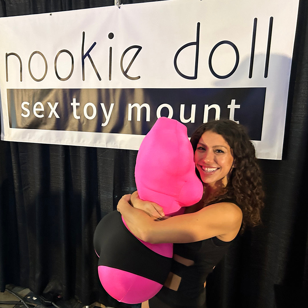 Visitors were invited to get hands-on with the Nookie Doll sex toy mounts